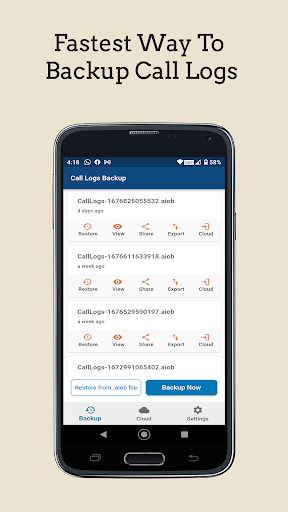 Screenshot of Call Logs Backup