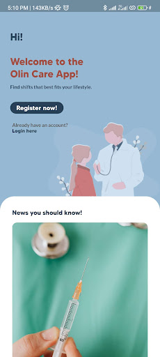 Android application Olin Care screenshort