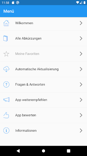 Android application Abkürzungen der Augenheilkunde screenshort