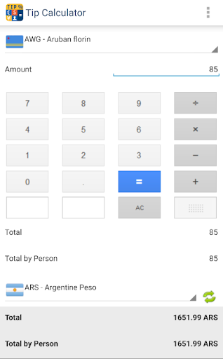 Android application Tip calculator screenshort
