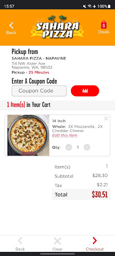 Screenshot of Sahara Pizza