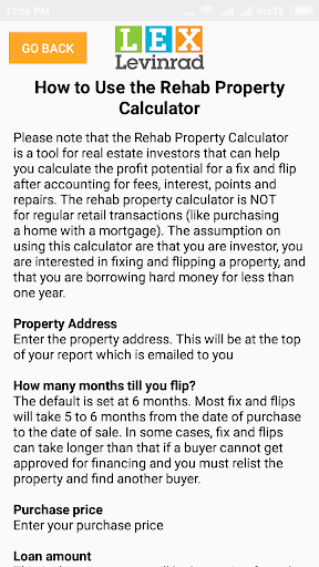 Rehab Property Calculator Screenshot 2 - AppWisp.com