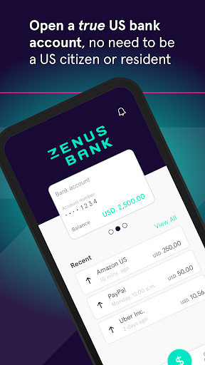 Android application Zenus Bank: U.S. bank accounts screenshort