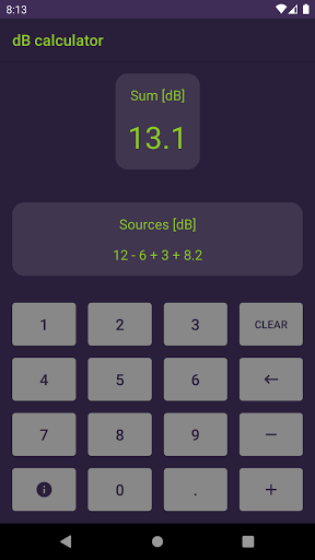 dB calculator Screen 3