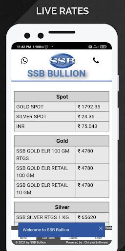 Android application SSB Bullion screenshort