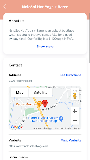 Android application NoloSol Hot Yoga + Barre screenshort