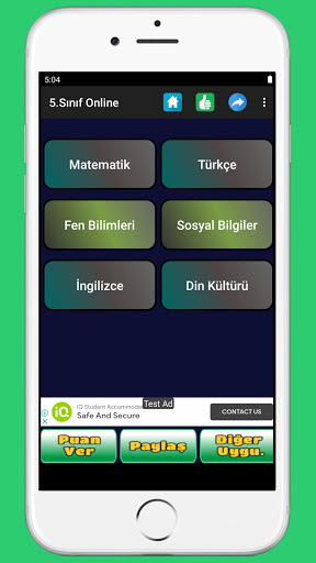 Android application 5. Sınıf Tüm Dersler Test Çöz screenshort