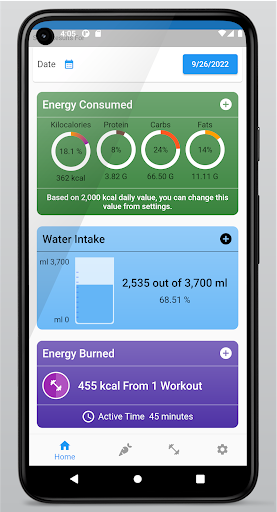 Android application Smart Kalories screenshort