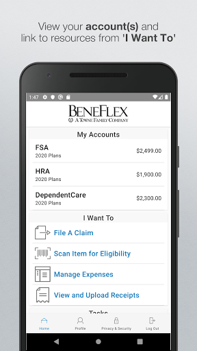 Android application BeneFlex FSA/HRA/HSA screenshort