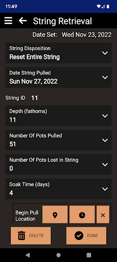 Android application ODFW Dungeness Crab eLogbook screenshort