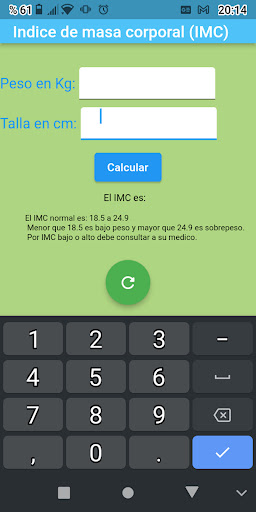 Indice de masa corporal(IMC) Screen 3