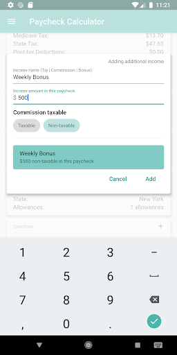 Paycheck Calculator (US) Screen 3