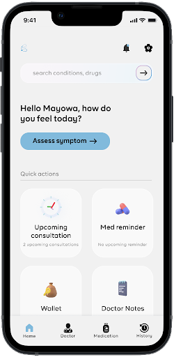 Android application Simptomini screenshort