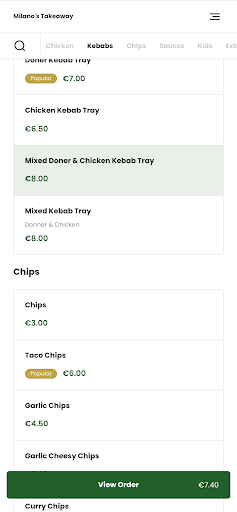 Milanos Takeaway Screen 3