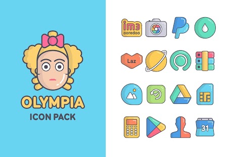 Olympia — zrzut ekranu pakietu ikon z kreskówek