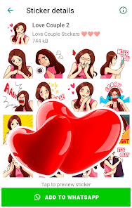 Captura de Pantalla 7 Pegatinas amor WAStickerApps android