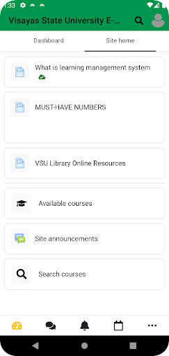 VSU E-Learning Environment Screen 2