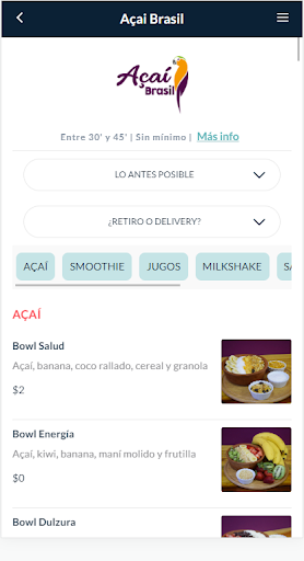 Android application Açai Brasil screenshort