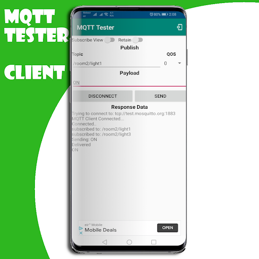 Android application MQTT Tester screenshort