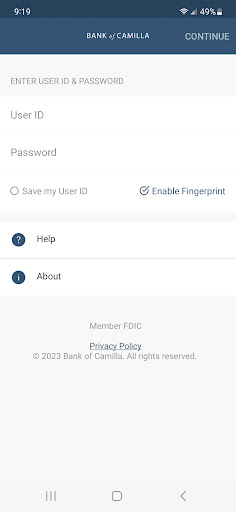 Android application Bank of Camilla screenshort