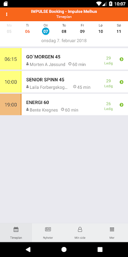 Android application IMPULSE Booking screenshort
