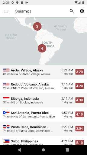Android application Seismos: Worldwide Earthquake screenshort