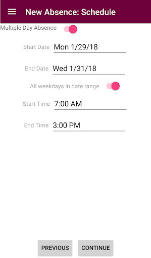 Android application SubConnect for Teachers screenshort