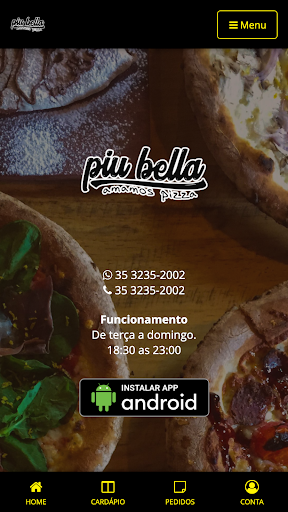 Android application Pizzaria La Piu Bella screenshort
