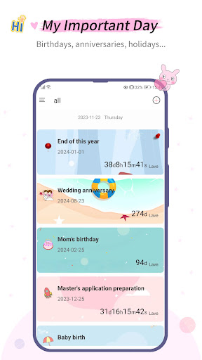 Android application Pinwheel days-big days&remind screenshort