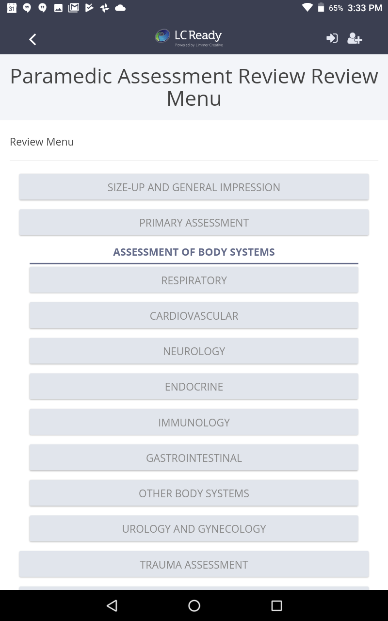 Android application Paramedic Assessment Review screenshort