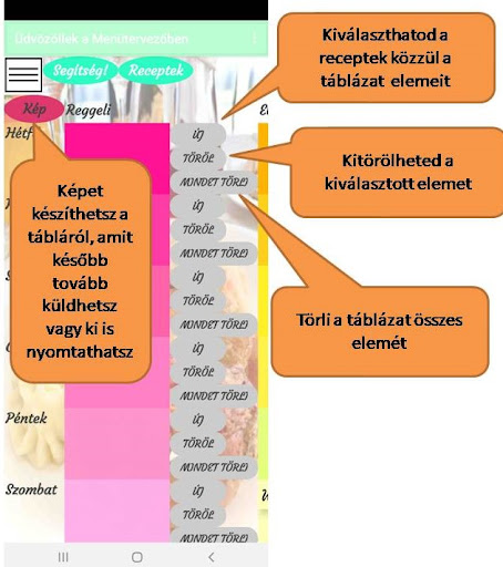 Android application MenüTervező screenshort