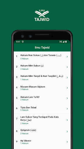 Android application Ilmu Tajwid Lengkap screenshort