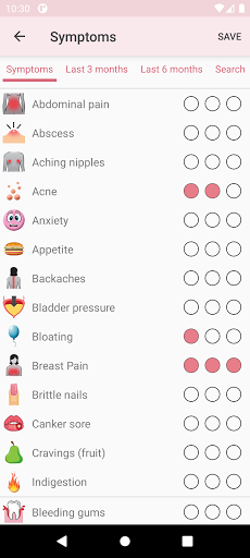 Screenshot of WomanLog Period Calendar