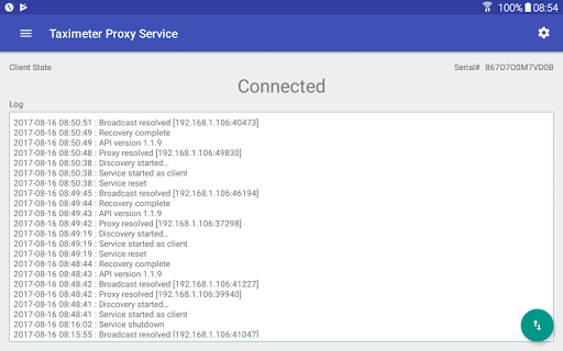 Taximeter Proxy Service Screen 2