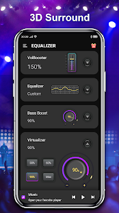 Captura de tela do equalizador com amplificador de som PRO
