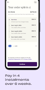 Zip previously Quadpay. Buy now, pay later in four 1.148.2 APK screenshots 3
