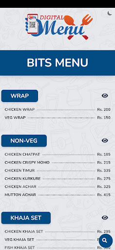 BITS Digital Menu