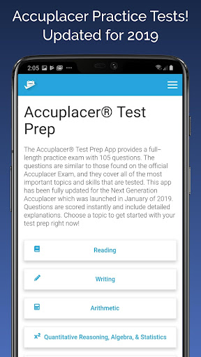 Android application Accuplacer® Test Prep screenshort