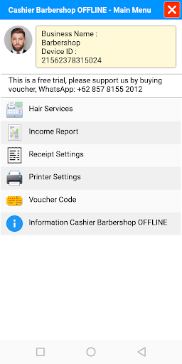 Android application Cashier Barbershop OFFLINE screenshort