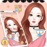 Cover Image of Tải xuống Cartoon Beautiful Girl Lovely Theme 1.1.3 APK