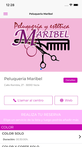 Android application Peluquería Maribel screenshort