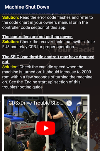 HydraMaster Support App Screen 2
