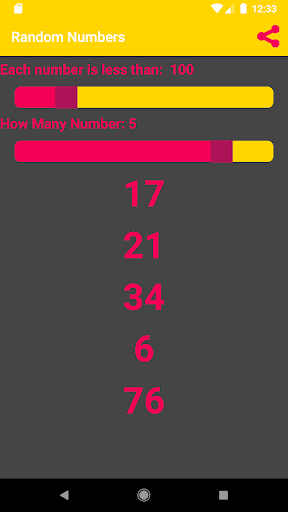 Random Numbers Generator Screen 2