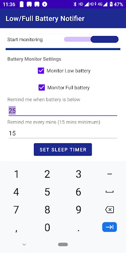 Low/Full Battery Notifier Screen 2