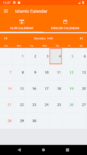 Hijri Islamic and Gregorian Calendar