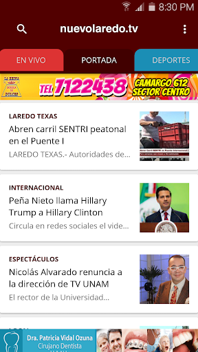 Android application nuevolaredo.tv screenshort