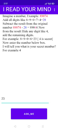 Mind Reader Game Screen 2