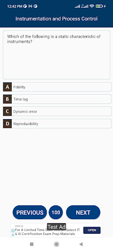 Chemical Engineering MCQs Screen 3