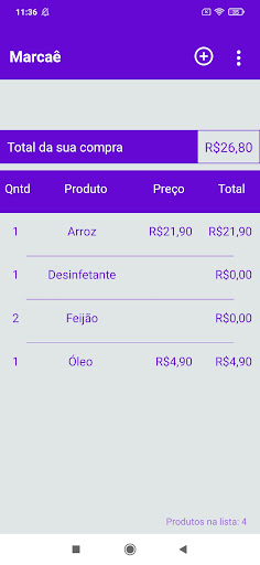 Android application Marcaê - Lista de Compras screenshort