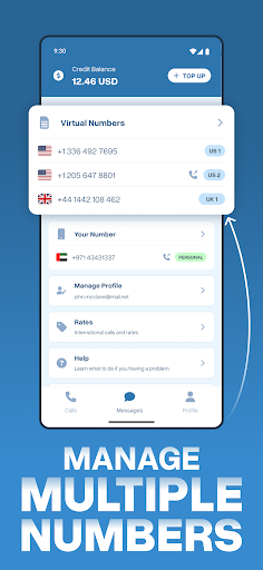 Screenshot of Virtual SIM